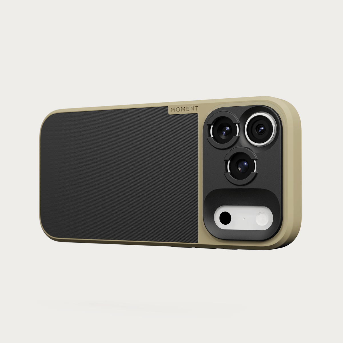 Camera Case II for iPhone 18 — iPhone 18 Pro Max Desert (from Pro 310-373MomentIP18PTanFront3Q03.png)