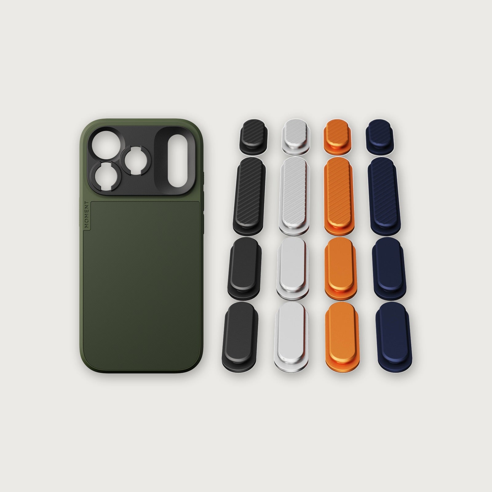 iPhone 18 Button Bundle — iPhone 18 Pro Olive with iPhone 17 Colorway buttons
