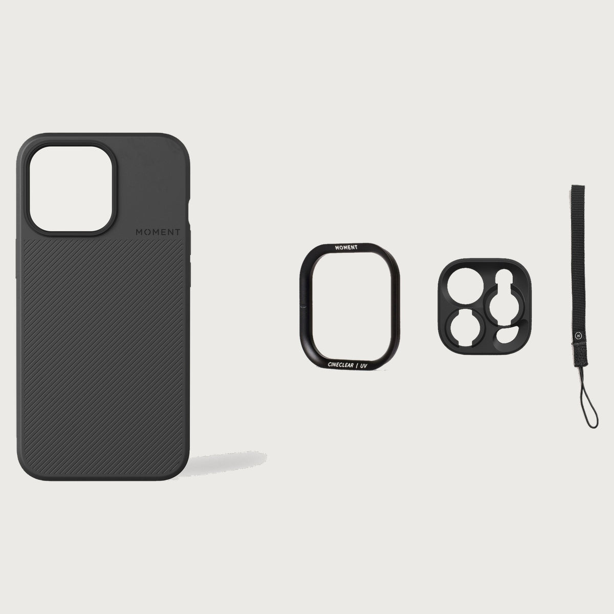 iPhone 13 Pro Case Essentials — Black case — Black nylon strap
