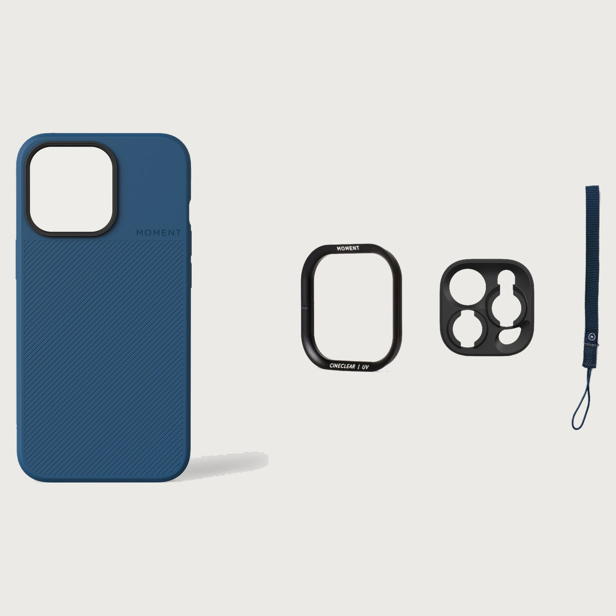 iPhone 13 Pro Case Essentials — Indigo case — Navy nylon strap