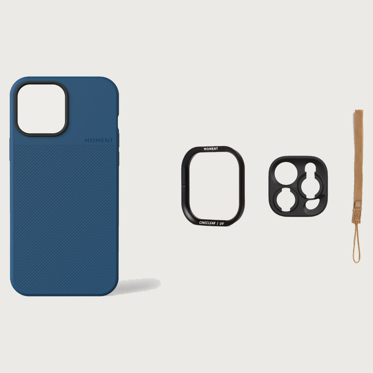 iPhone 13 Pro Max Case Essentials — Indigo case — Desert nylon strap