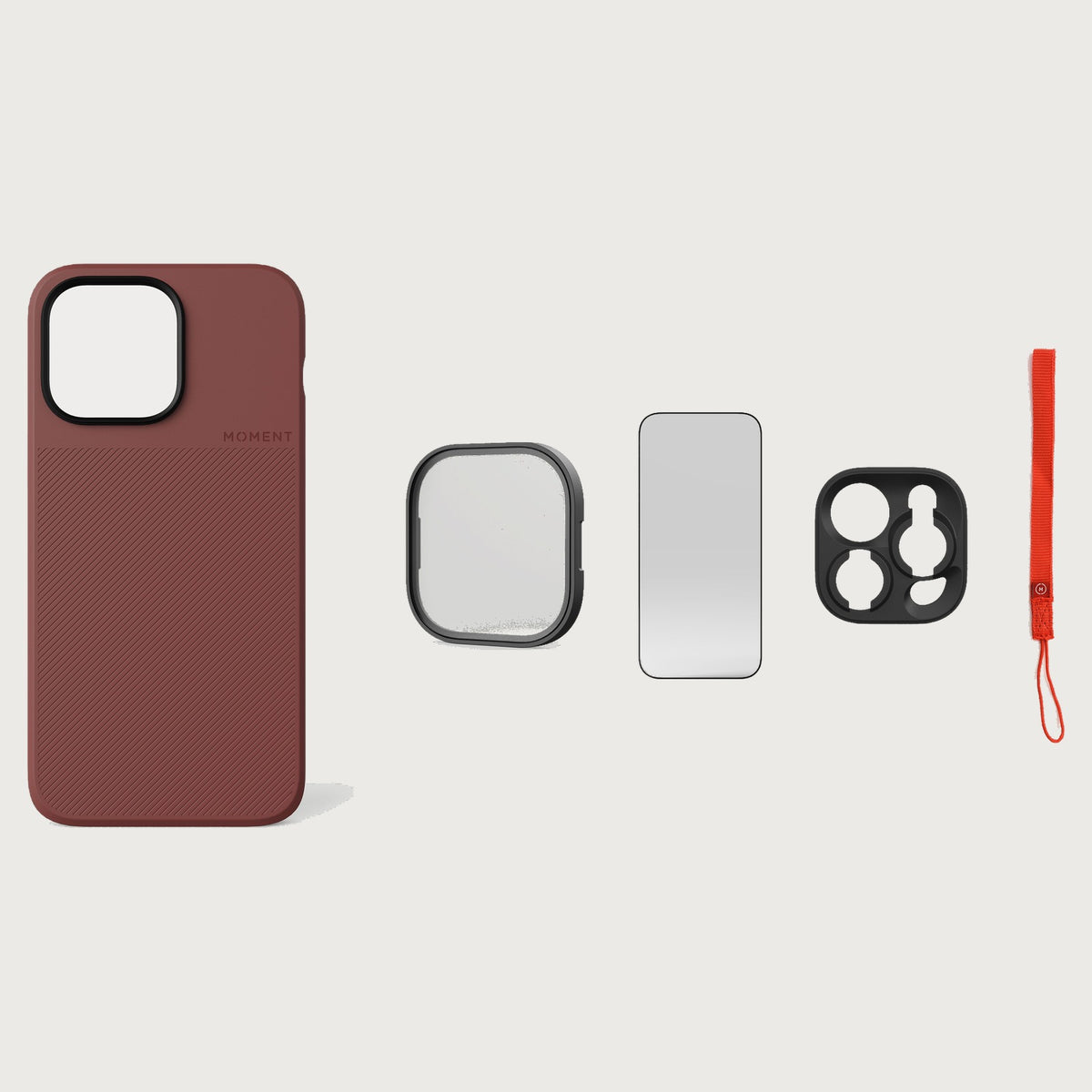 iPhone 14 Pro Case Essentials — Red Clay case — Red nylon strap