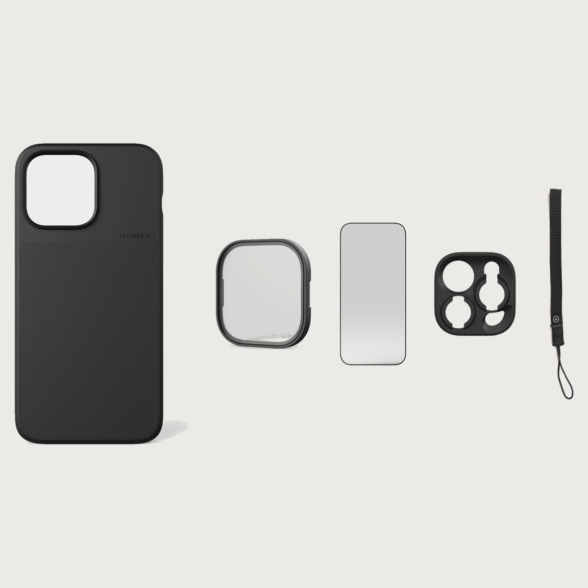 iPhone 14 Pro Max Case Essentials — Black case — Black nylon strap