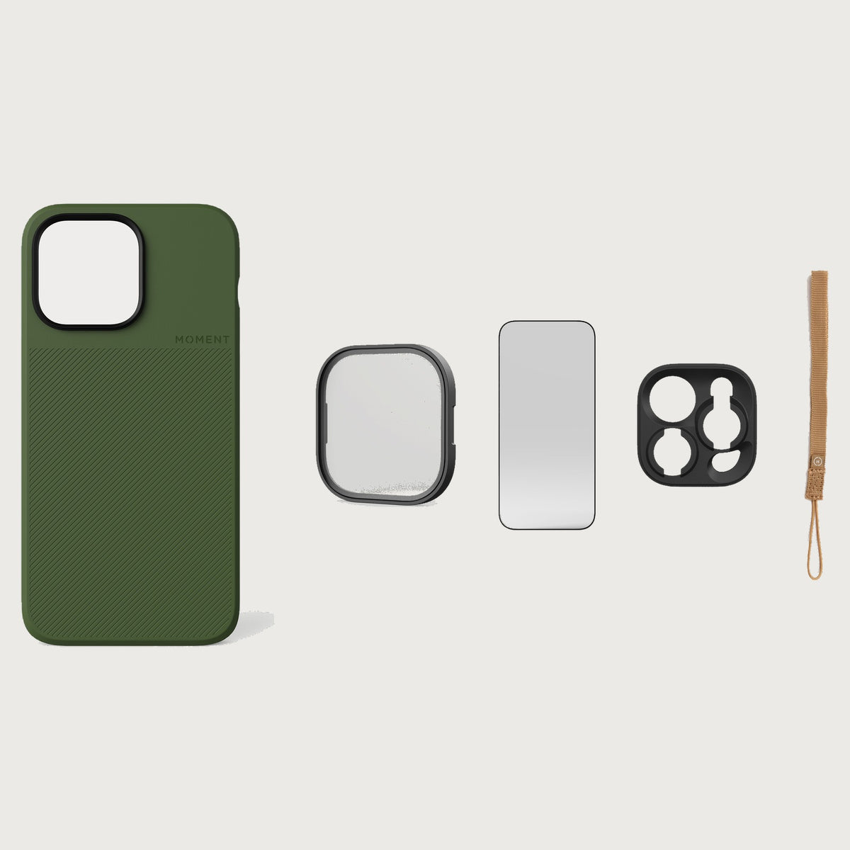 iPhone 14 Pro Max Case Essentials — Olive case — Desert nylon strap
