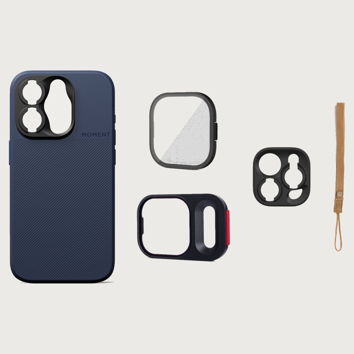 iPhone 15 Pro Case Essentials — Indigo case — Desert nylon strap