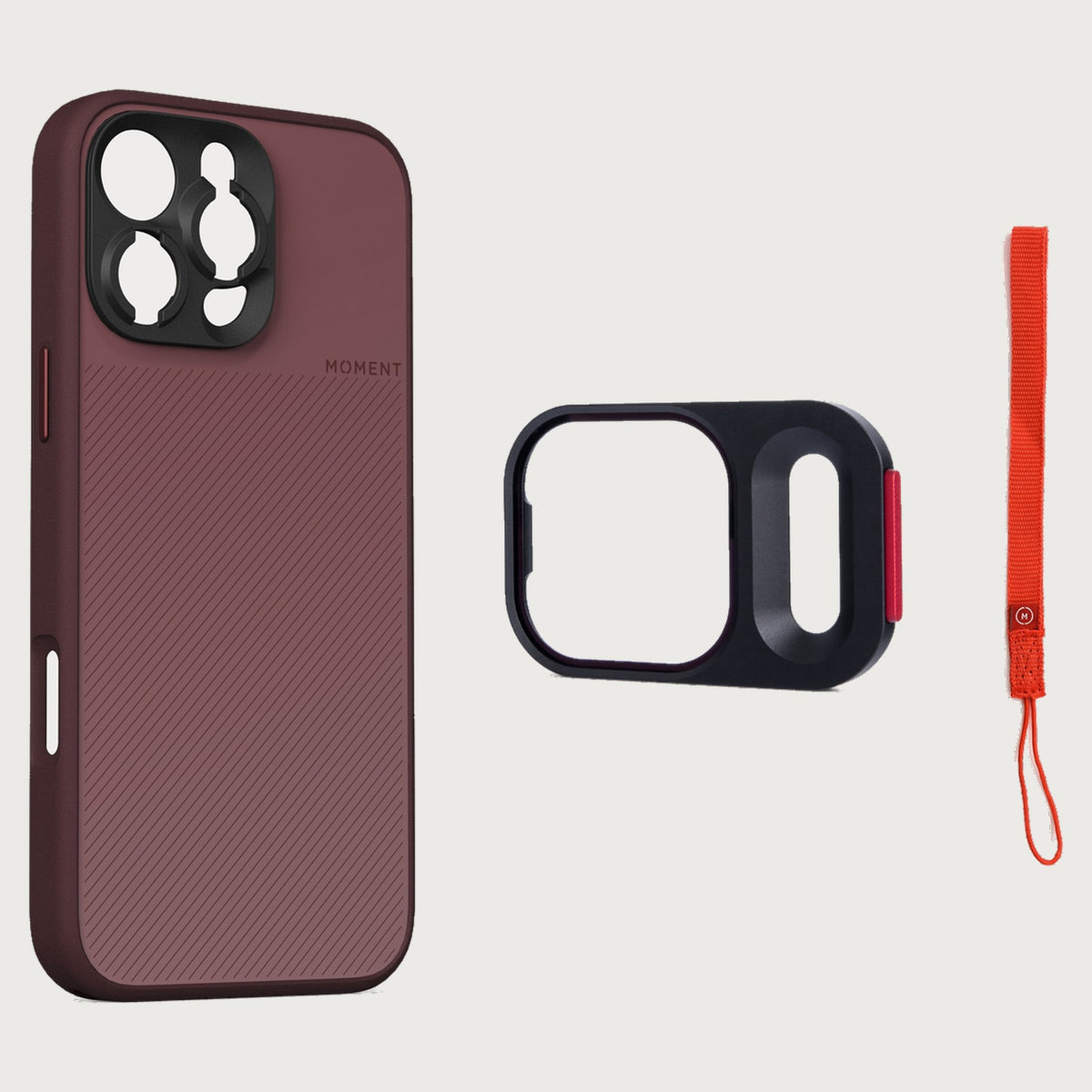 iPhone 16 Pro Max Case Essentials — Red Clay case — Red nylon strap