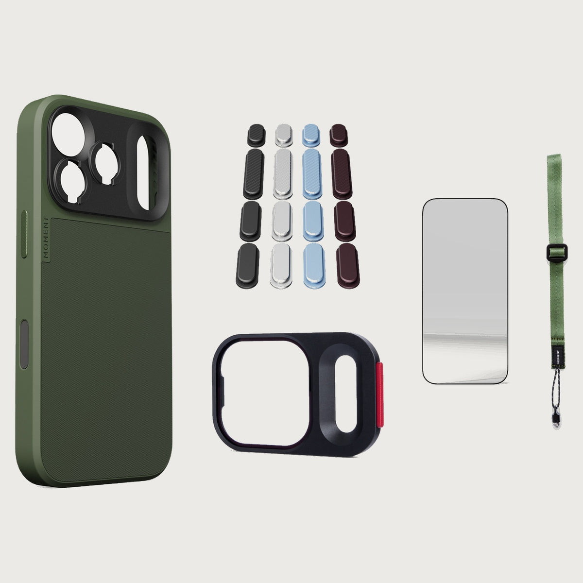 iphone-17-pro-case-essentials — Olive case, Apple 2026 Pack, Olive wrist strap