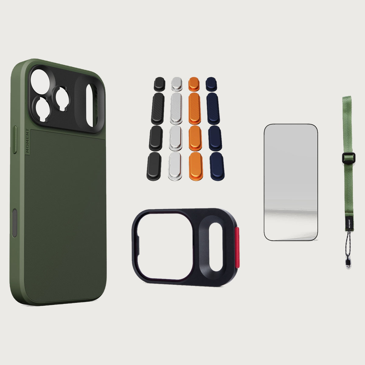 iphone-17-pro-max-case-essentials — Olive case, Apple 2025 Pack, Olive wrist strap