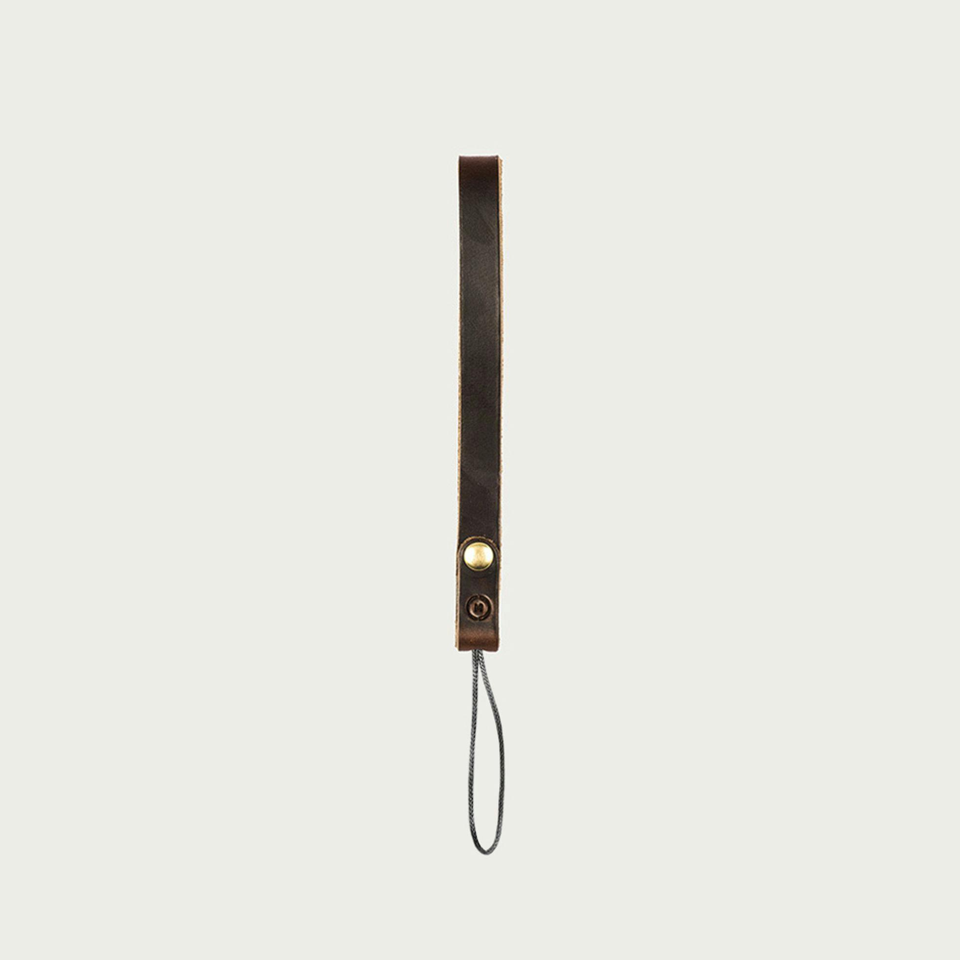 Leather Phone Wrist Strap - Dark Brown Leather