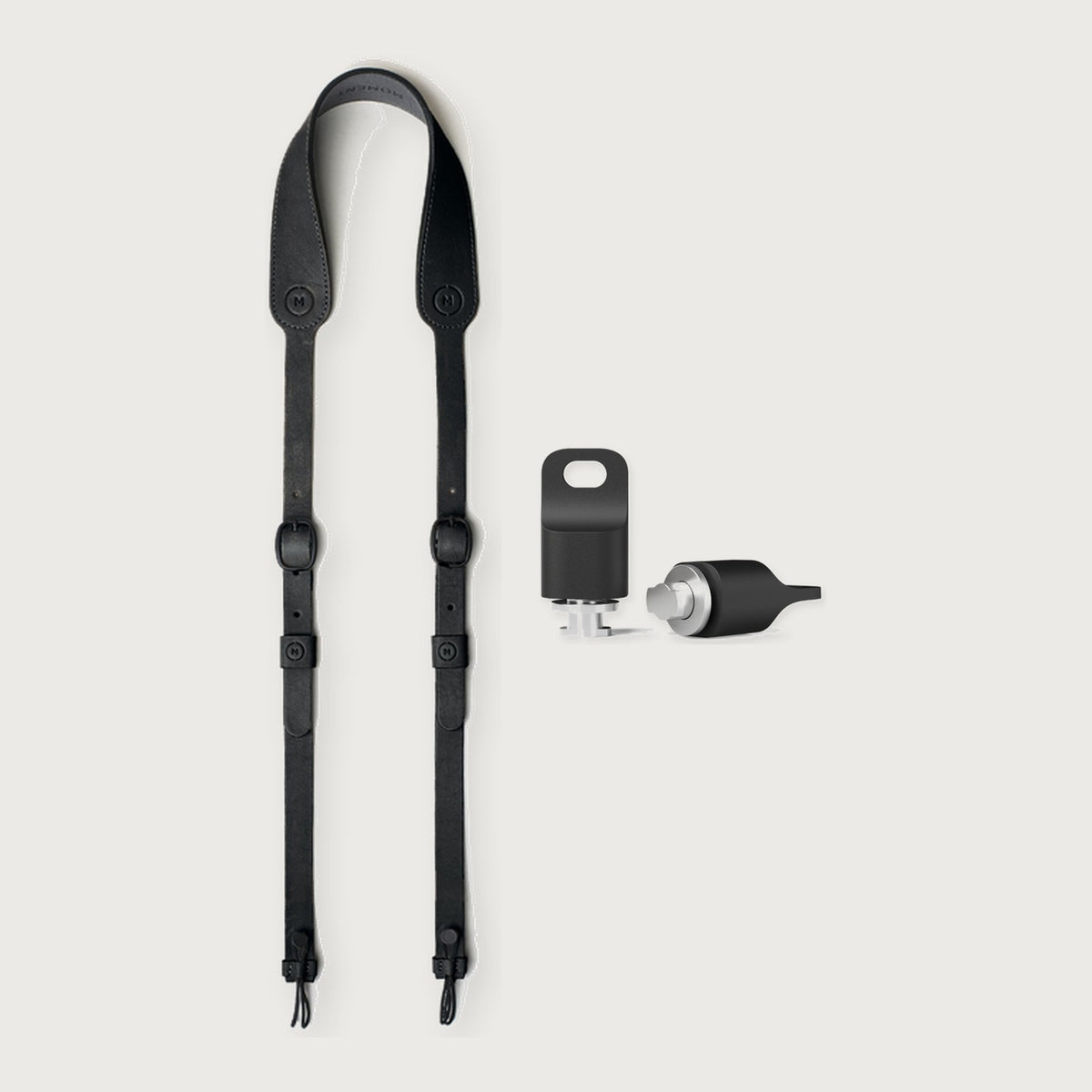 Adjustable Leather Camera Neck Strap Essential Kit — Black Leather