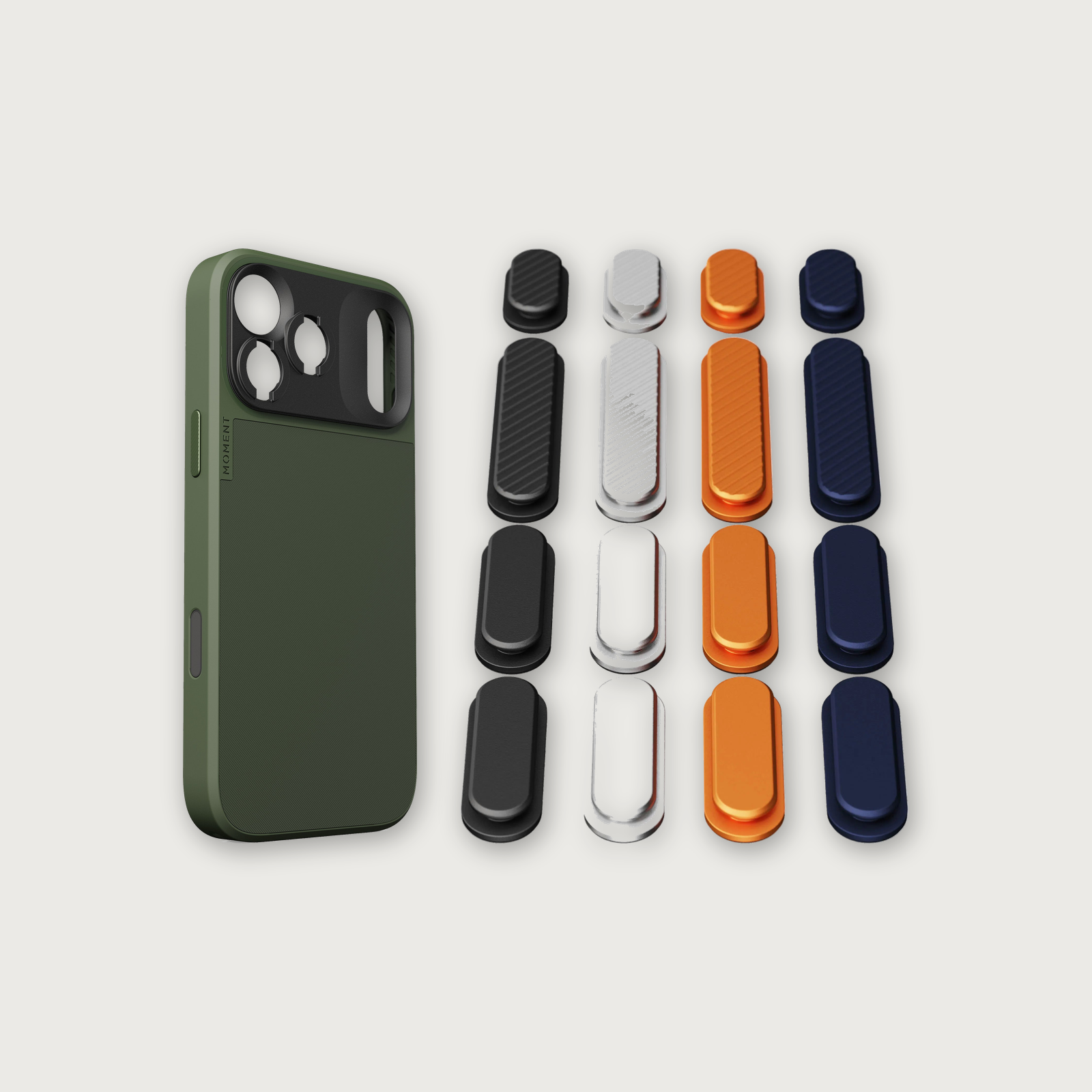 iPhone 17 Case Button Bundle — iPhone 17 Pro Max Olive with Apple 2025 Pack (Black/Silver/Orange/Navy)