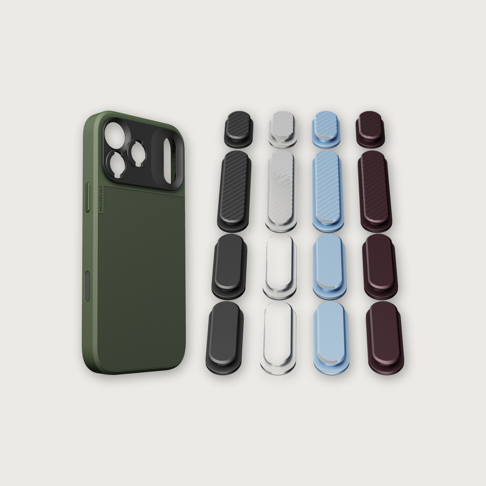 iPhone 17 Case Button Bundle — iPhone 17 Pro Max Olive with Apple 2026 Pack (Black/Silver/Blue/Purple)
