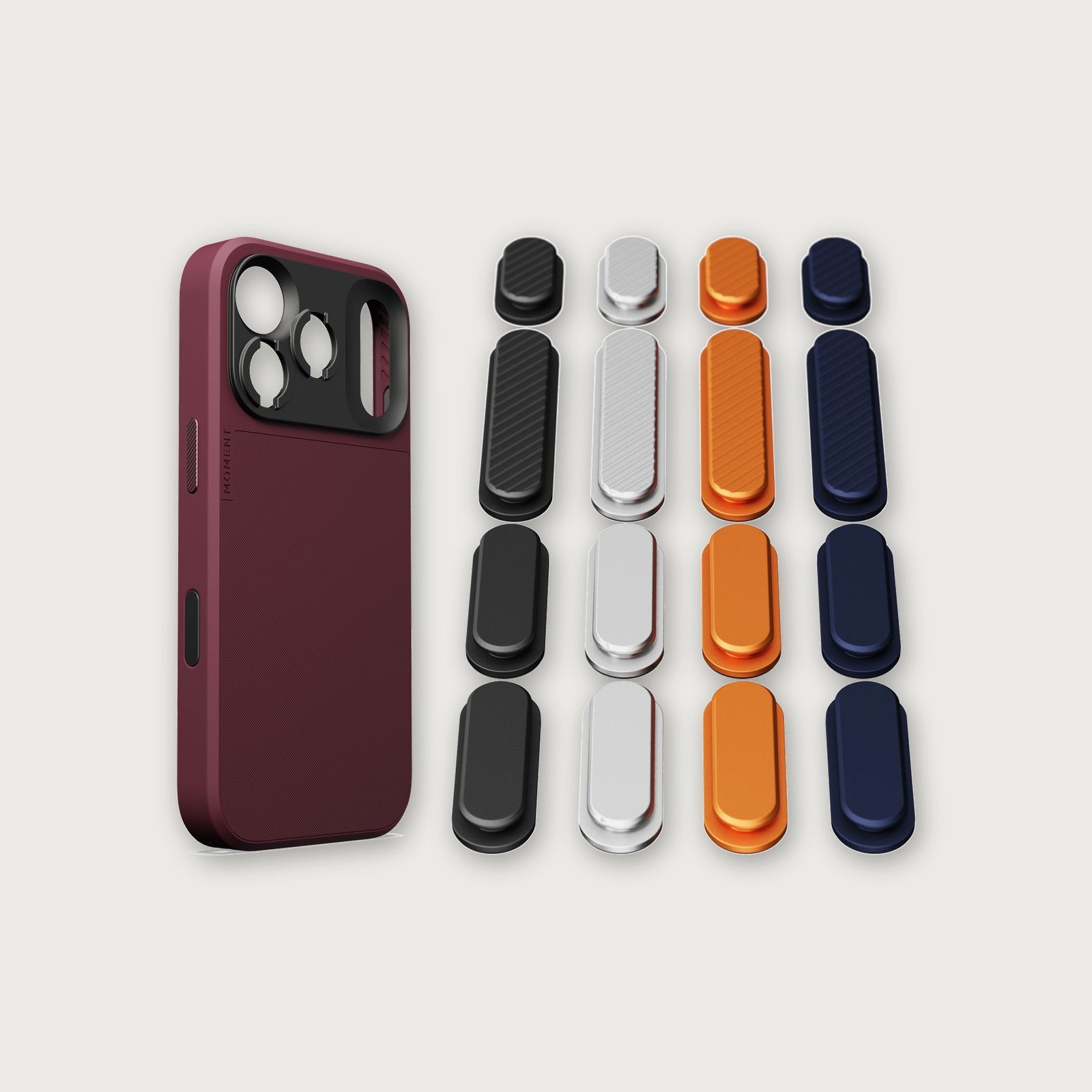 iPhone 18 Button Bundle — iPhone 18 Pro Max Burgundy with iPhone 17 Colorway buttons