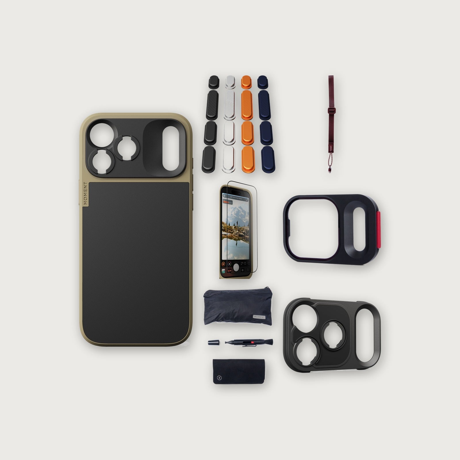 iPhone 18 Pro Max Case Essentials — Desert case, A2025 buttons, Burgundy strap