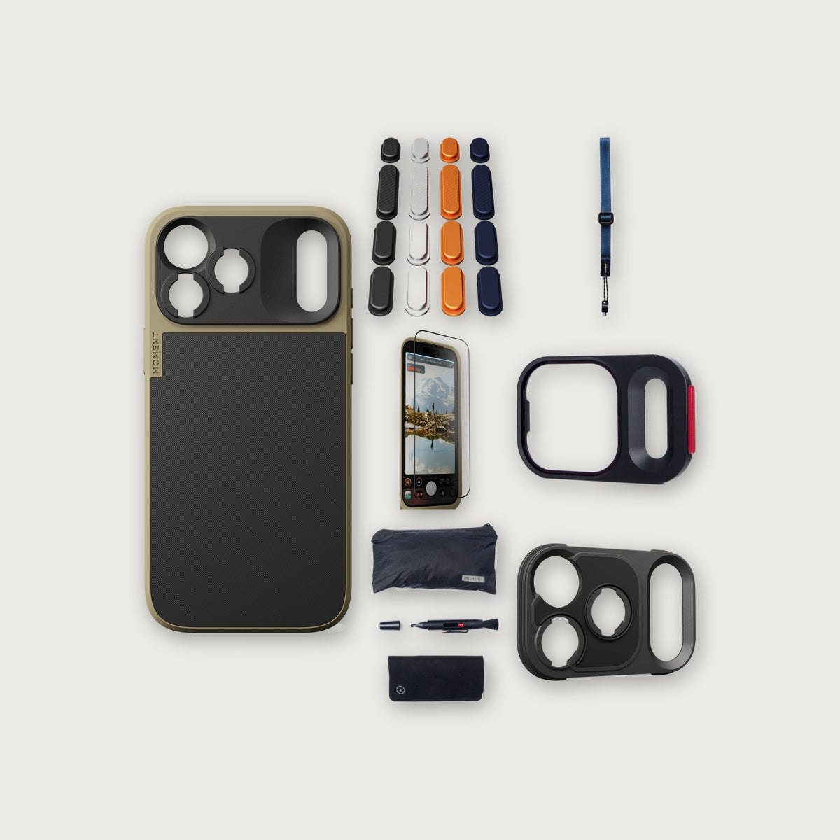 iPhone 18 Pro Max Case Essentials — Desert case, A2025 buttons, Indigo strap