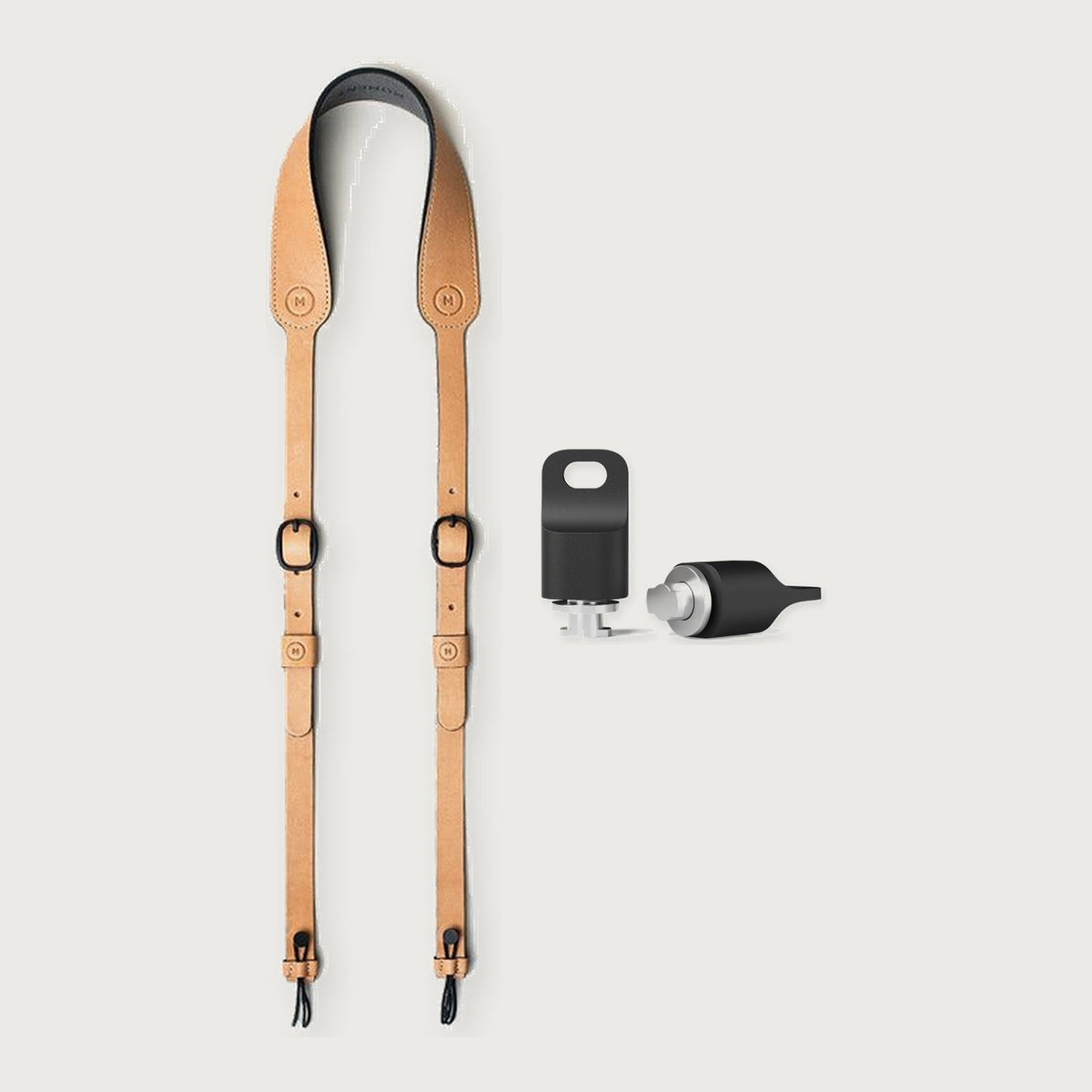 Adjustable Leather Camera Neck Strap Essential Kit — Natural Leather