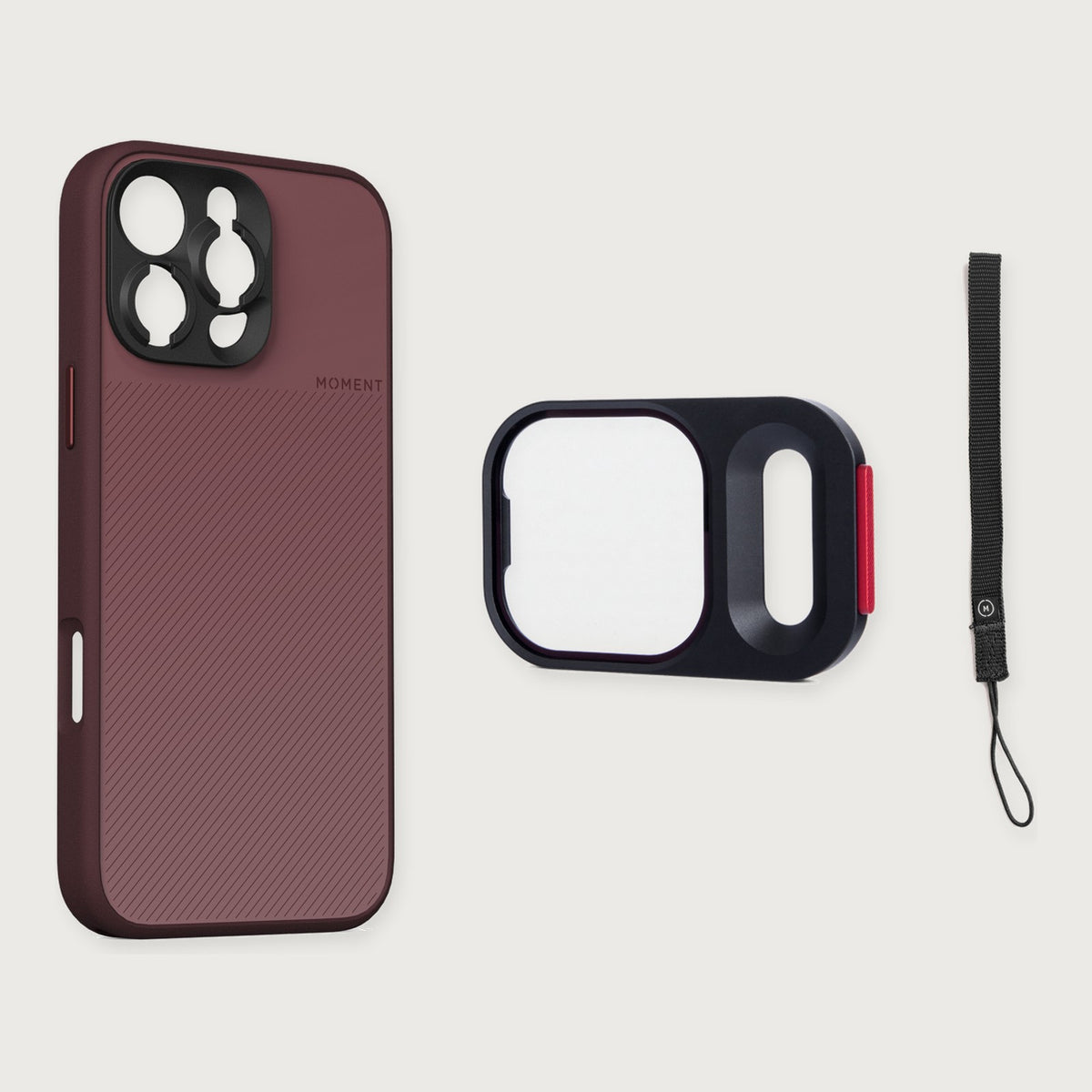 Camera Case for iPhone 16 Essential Kit — iPhone 16 Pro / Red Clay / Black
