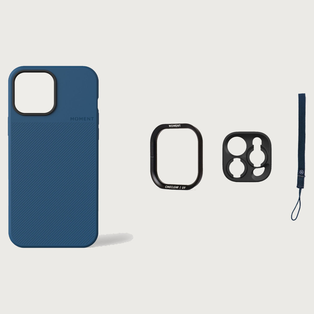 iPhone 13 Pro Max Case Essentials — Indigo case — Navy nylon strap