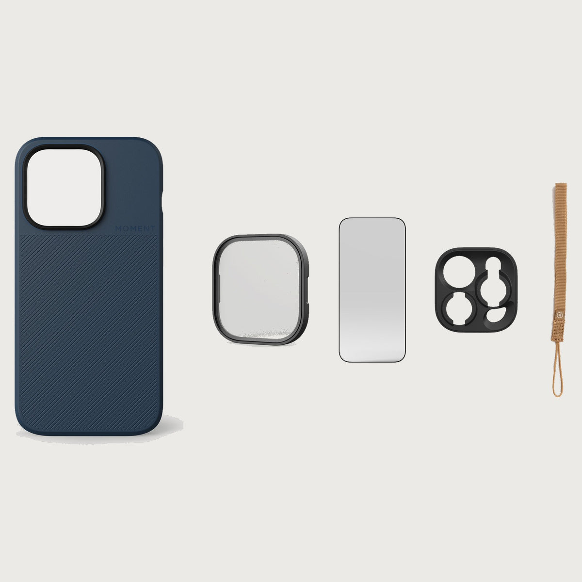iPhone 14 Pro Case Essentials — Indigo case — Desert nylon strap