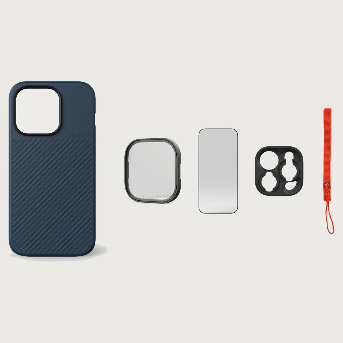 iPhone 14 Pro Case Essentials — Indigo case — Red nylon strap