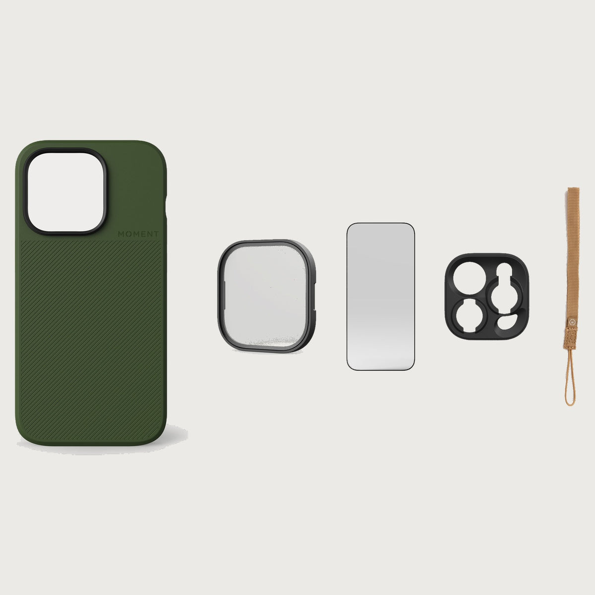 iPhone 14 Pro Case Essentials — Olive case — Desert nylon strap