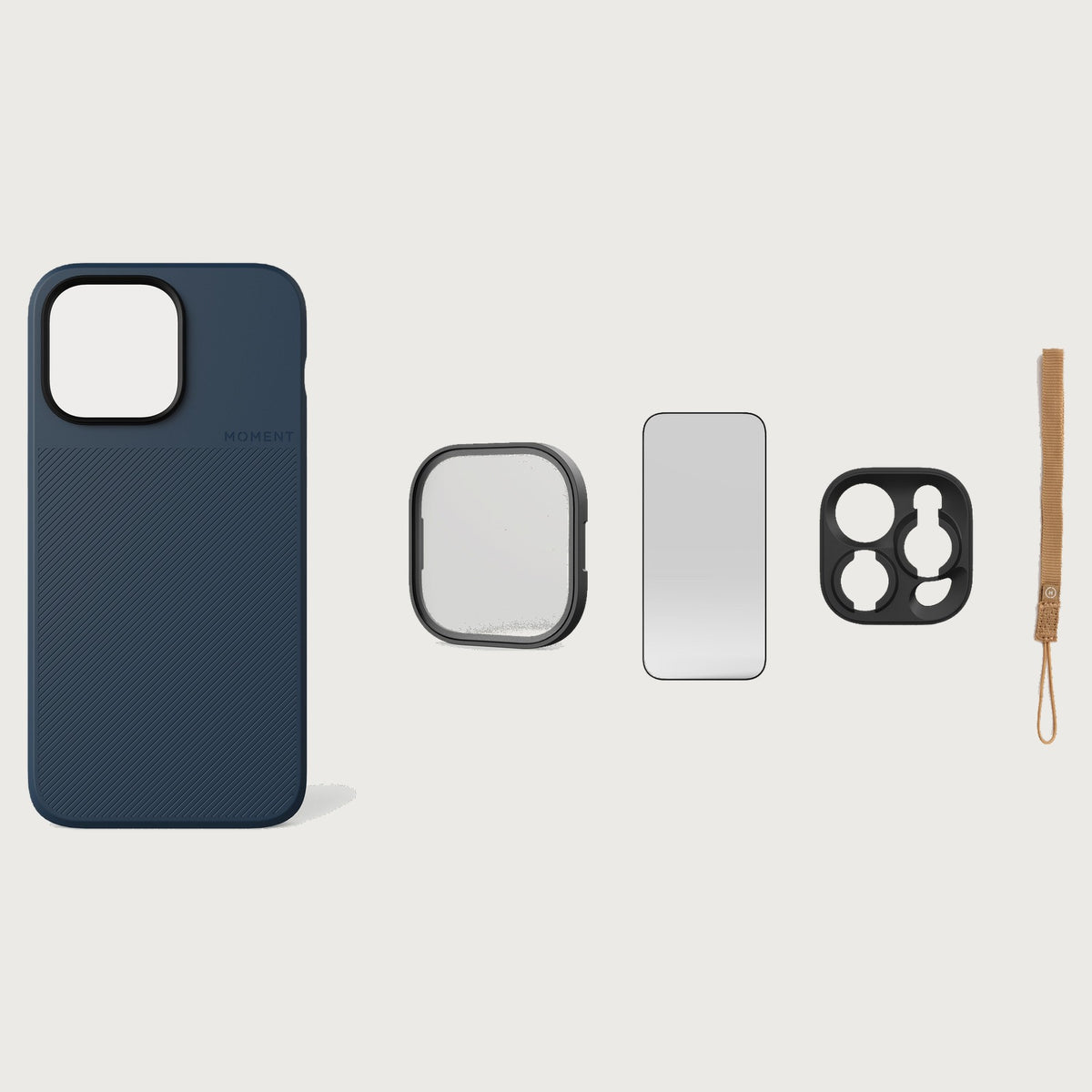 iPhone 14 Pro Max Case Essentials — Indigo case — Desert nylon strap