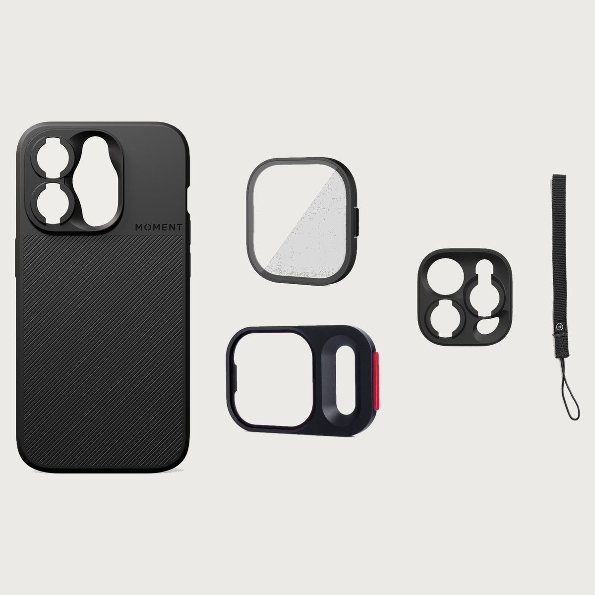 iPhone 15 Pro Case Essentials — Black case — Black nylon strap