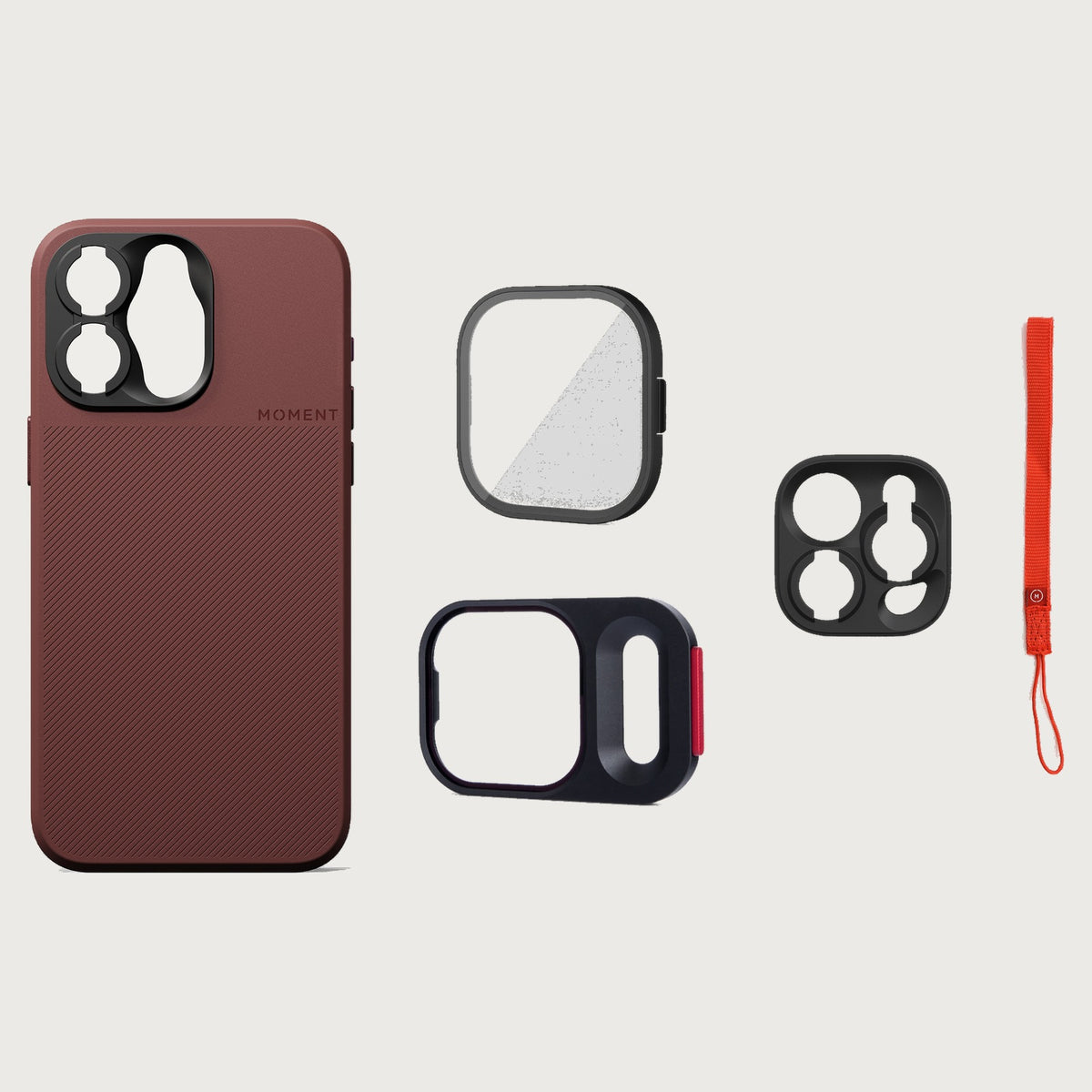 iPhone 15 Pro Case Essentials — Red Clay case — Red nylon strap