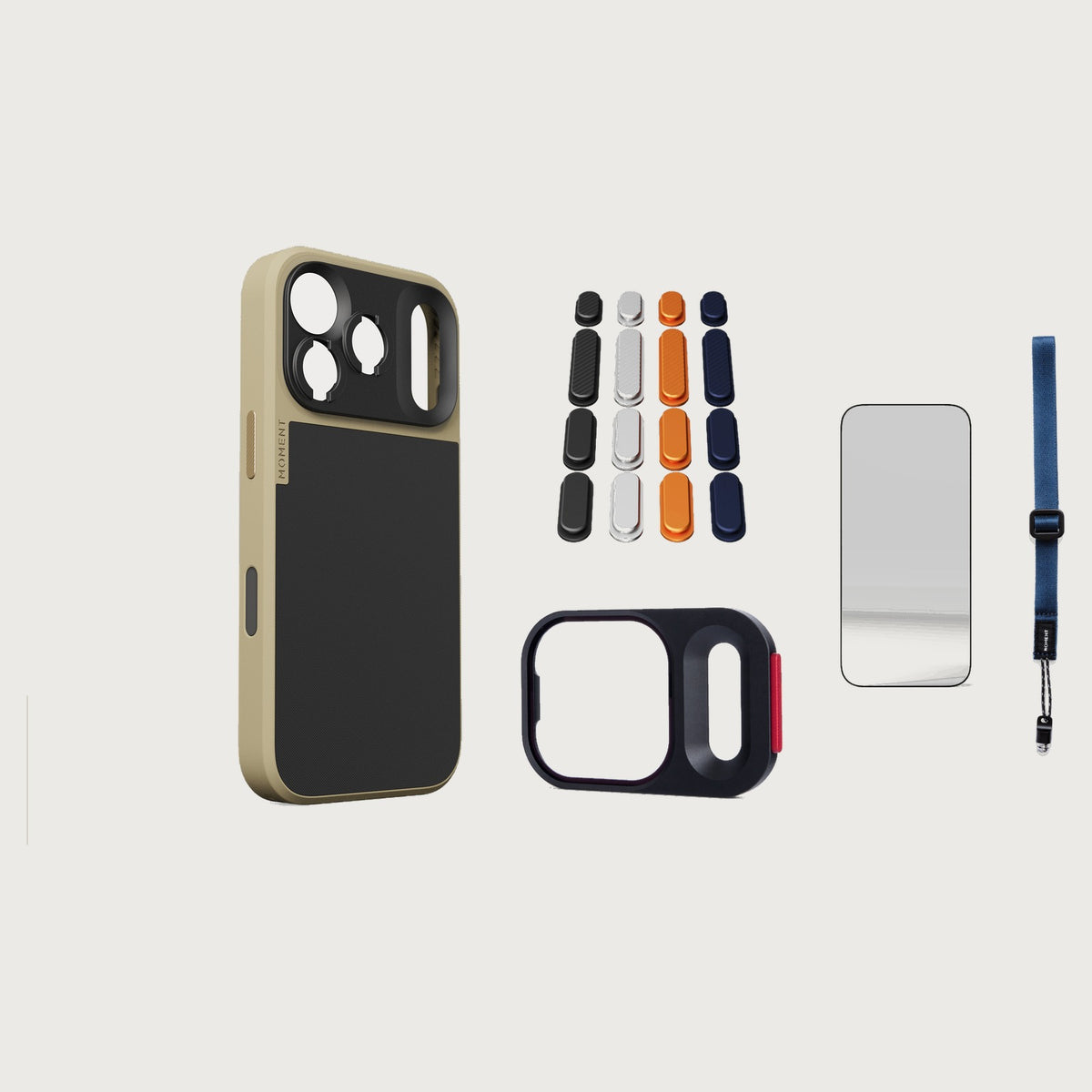 iphone-17-pro-case-essentials — Desert case, Apple 2025 Pack, Indigo wrist strap