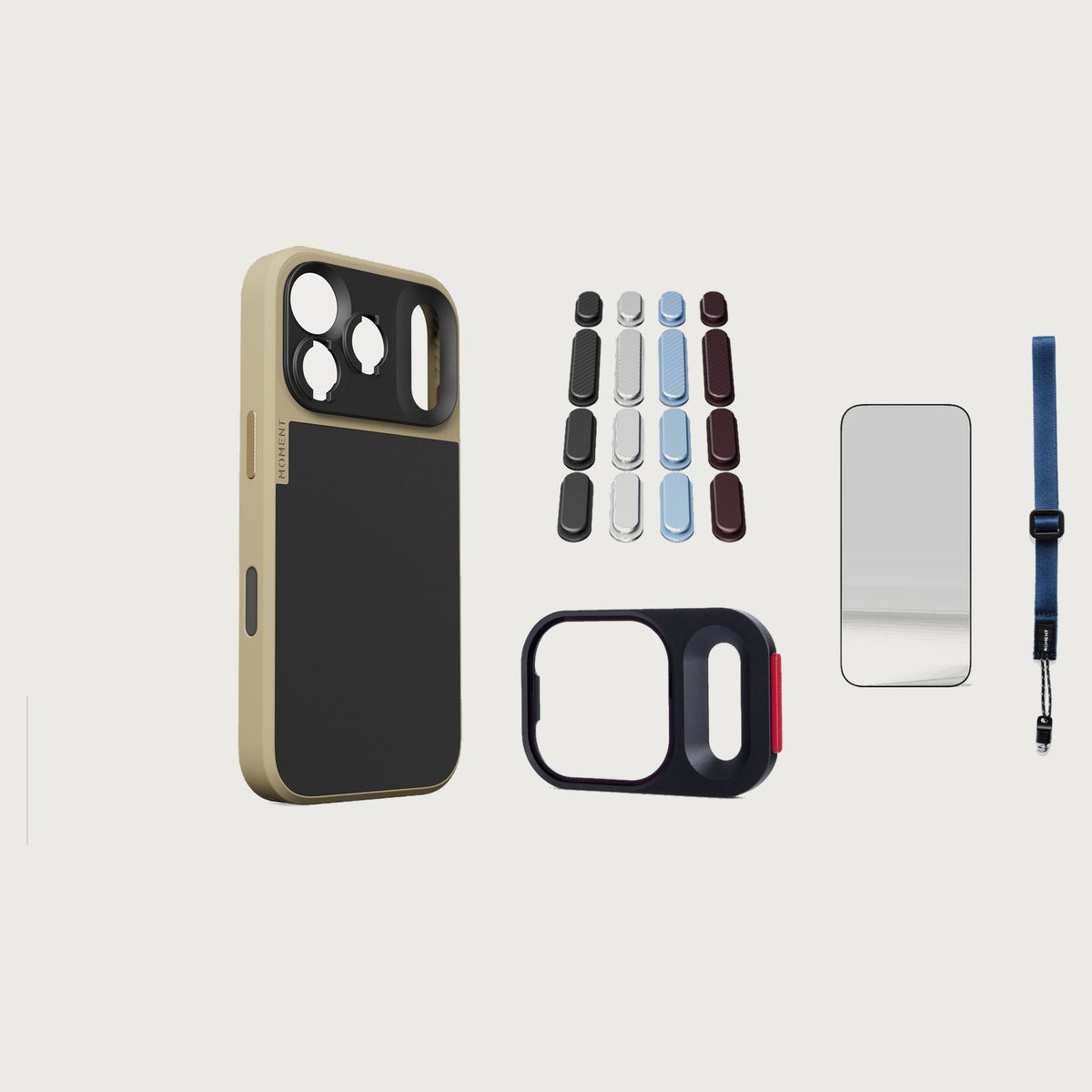 iphone-17-pro-case-essentials — Desert case, Apple 2026 Pack, Indigo wrist strap