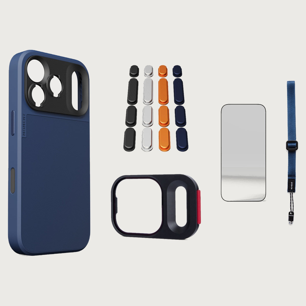 iphone-17-pro-case-essentials — Indigo case, Apple 2025 Pack, Indigo wrist strap